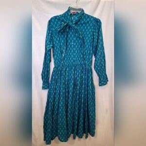 Afrofunkk is Tribal Funkk Blue Green Long Sleeve Dress Size 12 Womens